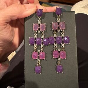 Elegant Purple and Pink Drop Earrings